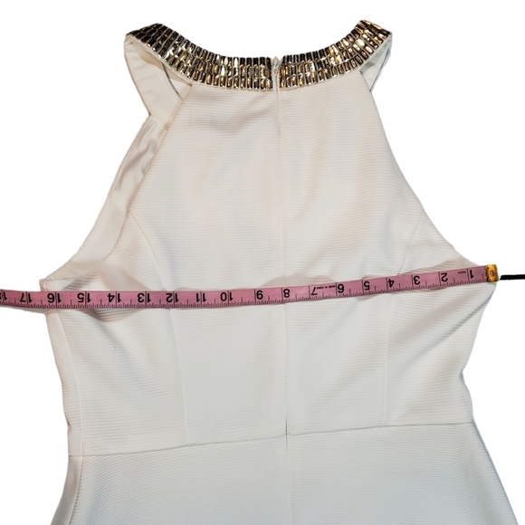 Jessica Simpson White Dress Size 8 Gold Stud Collar Racerback Cocktail Party - Picture 12 of 13